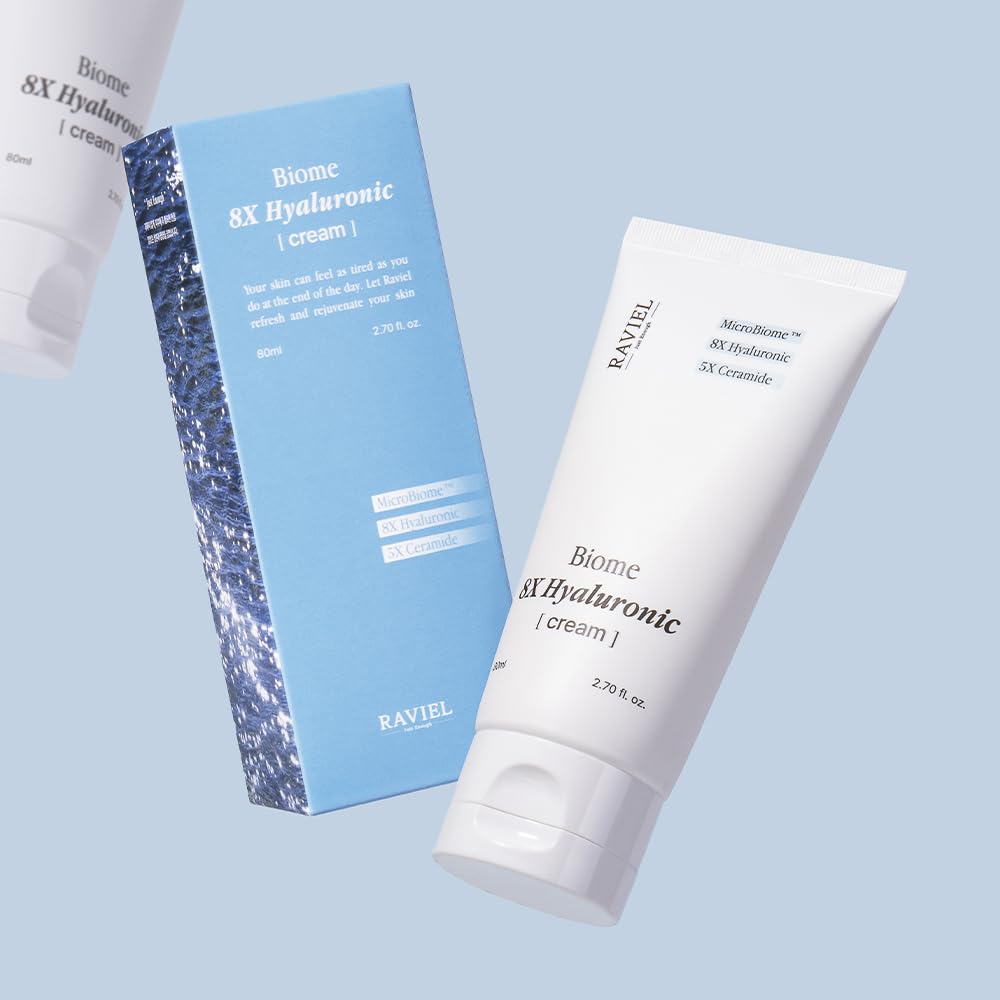 RAVIEL Biome 8X Hyaluronic Cream - 5X Ceramide Moisturizer for Sensitive Skin | Korean Skincare for Daily Hydration