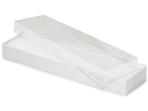 100 Pack Clear Jewelry Boxes 8x2x1 Inch - White Base with Non-Tarnish Cotton for Watches, Bracelets & Rings - Perfect for Gift Packaging, Retail Display & Jewelry Storage