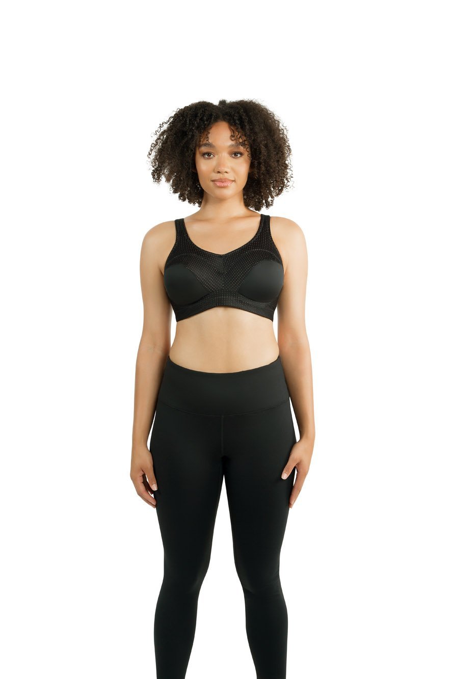 Parfait Power Fit Unlined Moderate Impact Sports Bra - Black with Pink Blush | Comfortable Workout & Yoga Support for Women