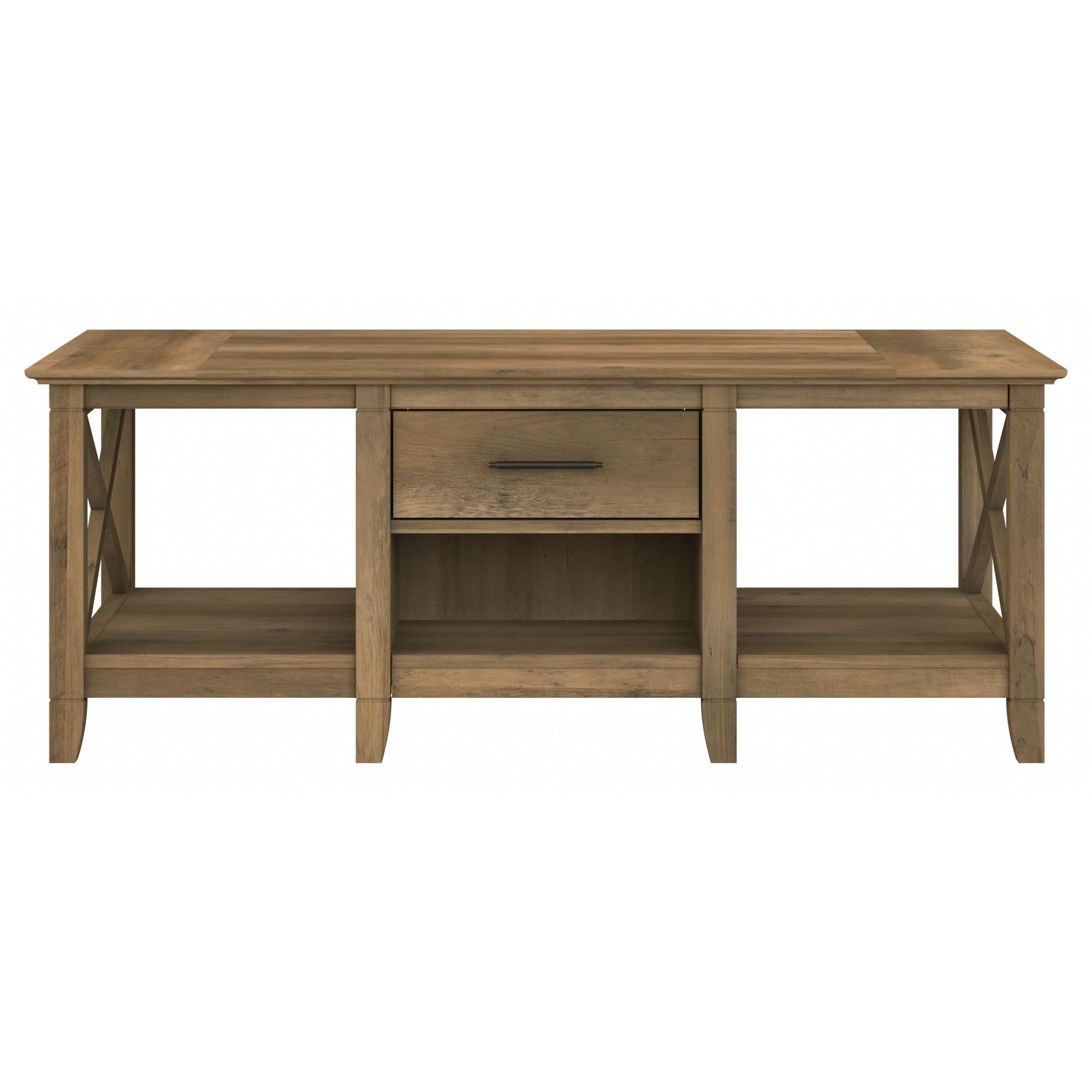 Rustic Reclaimed Pine Coffee Table with Storage - Bush Furniture Key West Style for Living Room & Lounge Decor
