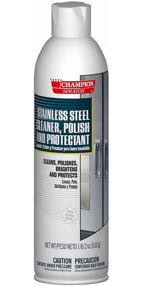 Champion 5126 Sprayon Stainless Steel Cleaner & Polish - 18 oz Aerosol (12 Pack) | Professional-Grade Protection for Kitchen Appliances, Sinks & Metal Surfaces | Safe for Refrigerators, Ovens & Outdoor Grills