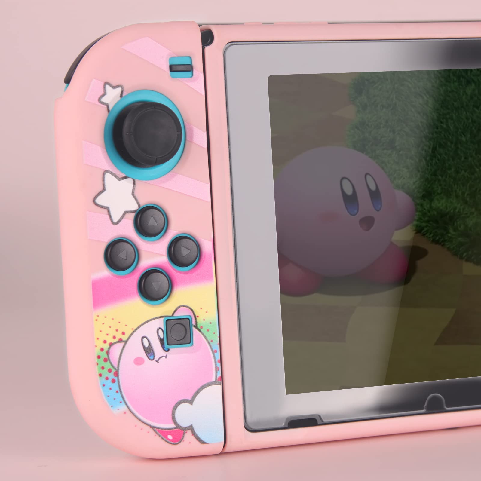 Premium Silicone Protective Case for Nintendo Switch - Soft Full Skin Cover with Cute Kirby Design, Shockproof & Slim Grip Case for Enhanced Gaming Comfort - Perfect for Travel, Home Play, and On-the-Go Protection