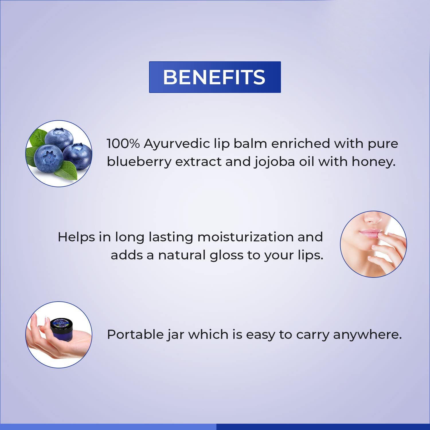 CRAFTS EMPIRE Blueberry Lip Balm - 10g Moisturizing & Nourishing Lip Care for Dry, Chapped Lips - Perfect for Winter, Outdoor Activities & Daily Use