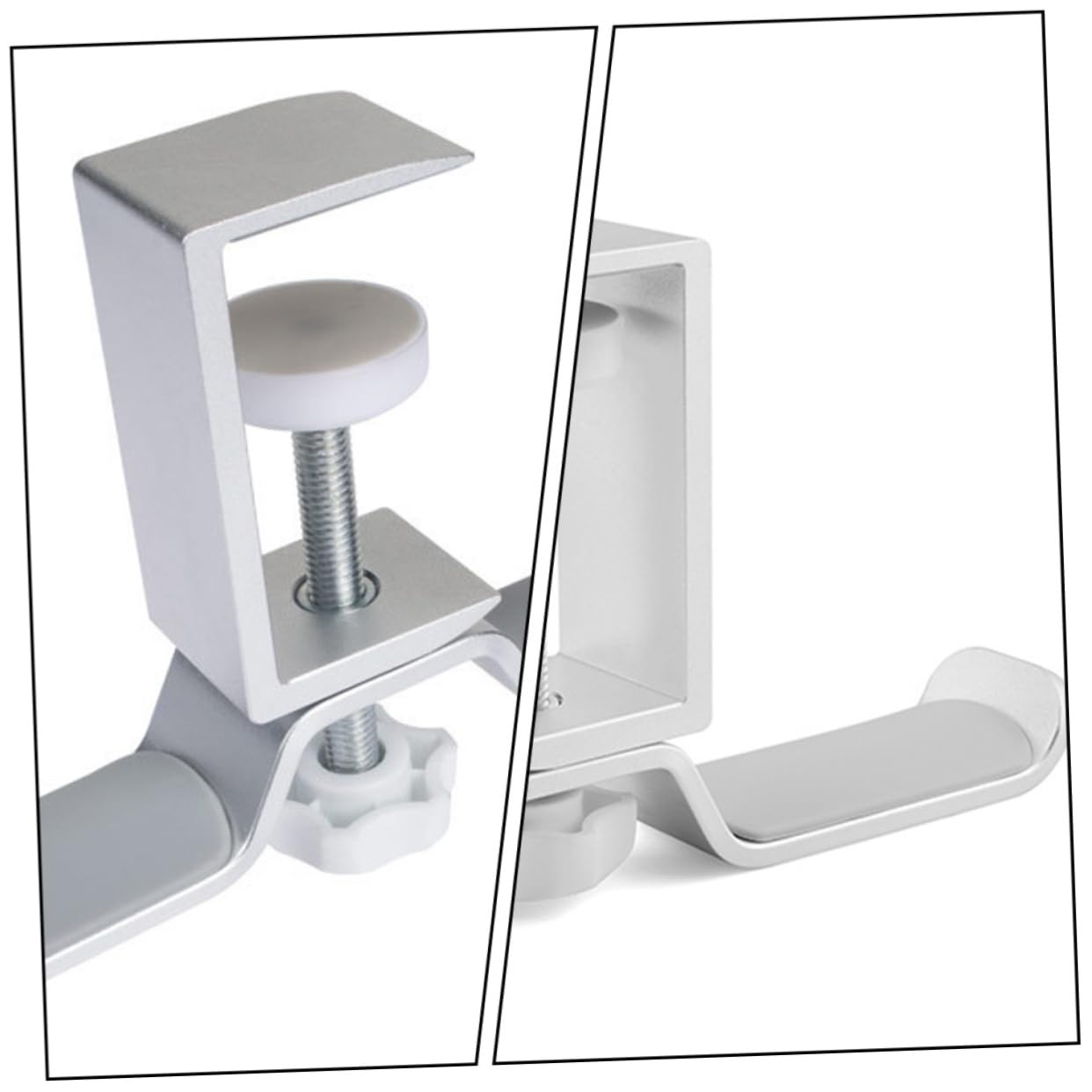 ORFOFE Aluminum Alloy Headphone Stand - Dual Headset Holder with Sturdy Base, Space-Saving Headphone Mount Organizer Rack (Silver) - Perfect for Gaming Setups, Home Office & Studio Use