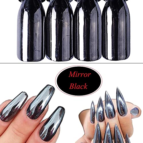 Midnight Black Chrome Nail Pigment Powder - Mirror Effect Smokey Black Nail Polish, Laser Glitter Powder for Nail Art & Makeup - DIY Crafting & Smokey Eyes Makeup (2) - Perfect for Nail Salons, Home Manicures & Party Looks