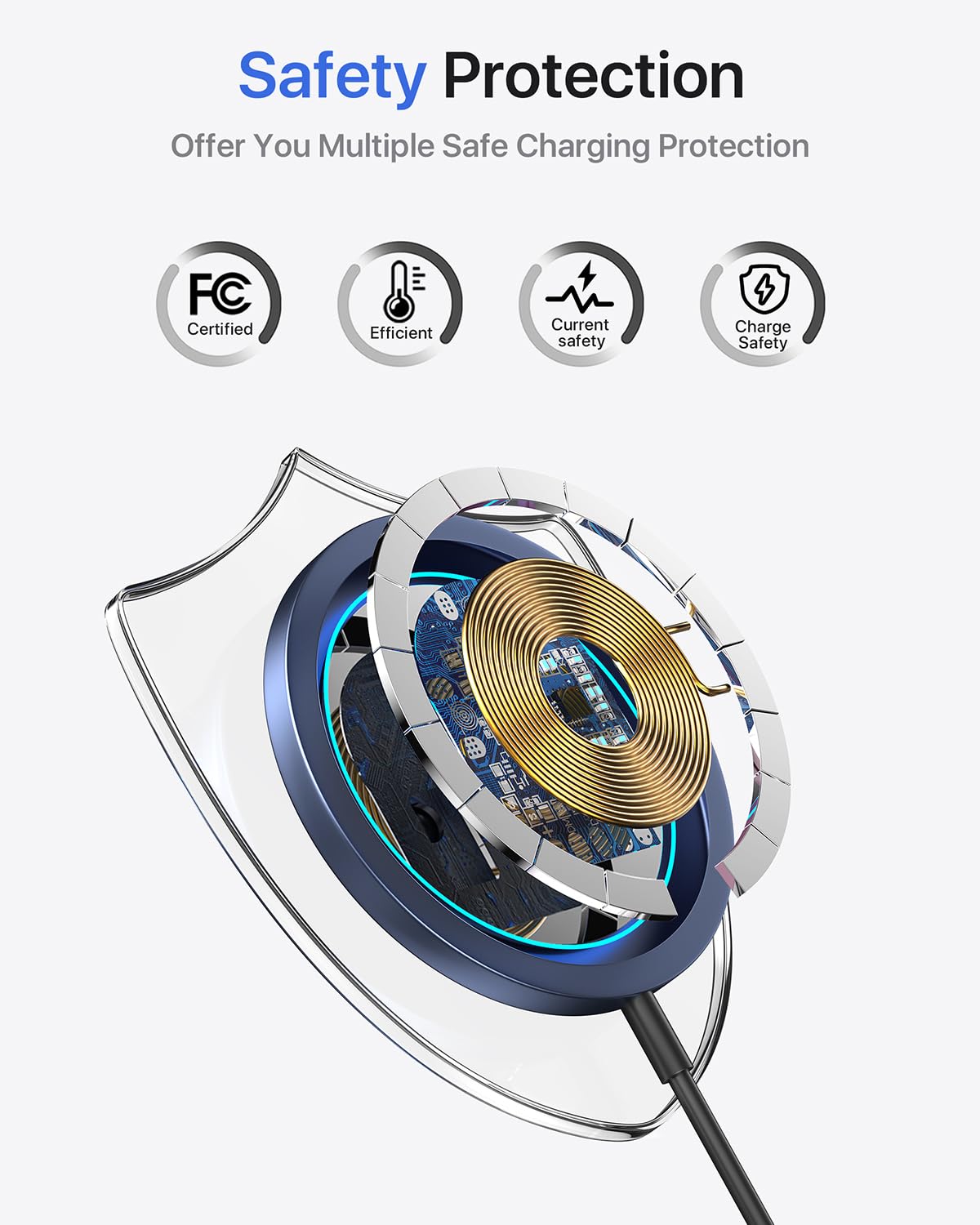 15W Fast Magnetic Wireless Charger for iPhone 16/15/14/13/12 Series & AirPods 4/3/2/Pro/Pro2 - Magsafe-Compatible Charging Pad with Strong Magnet (Blue) | Perfect for Home, Office & Travel Use