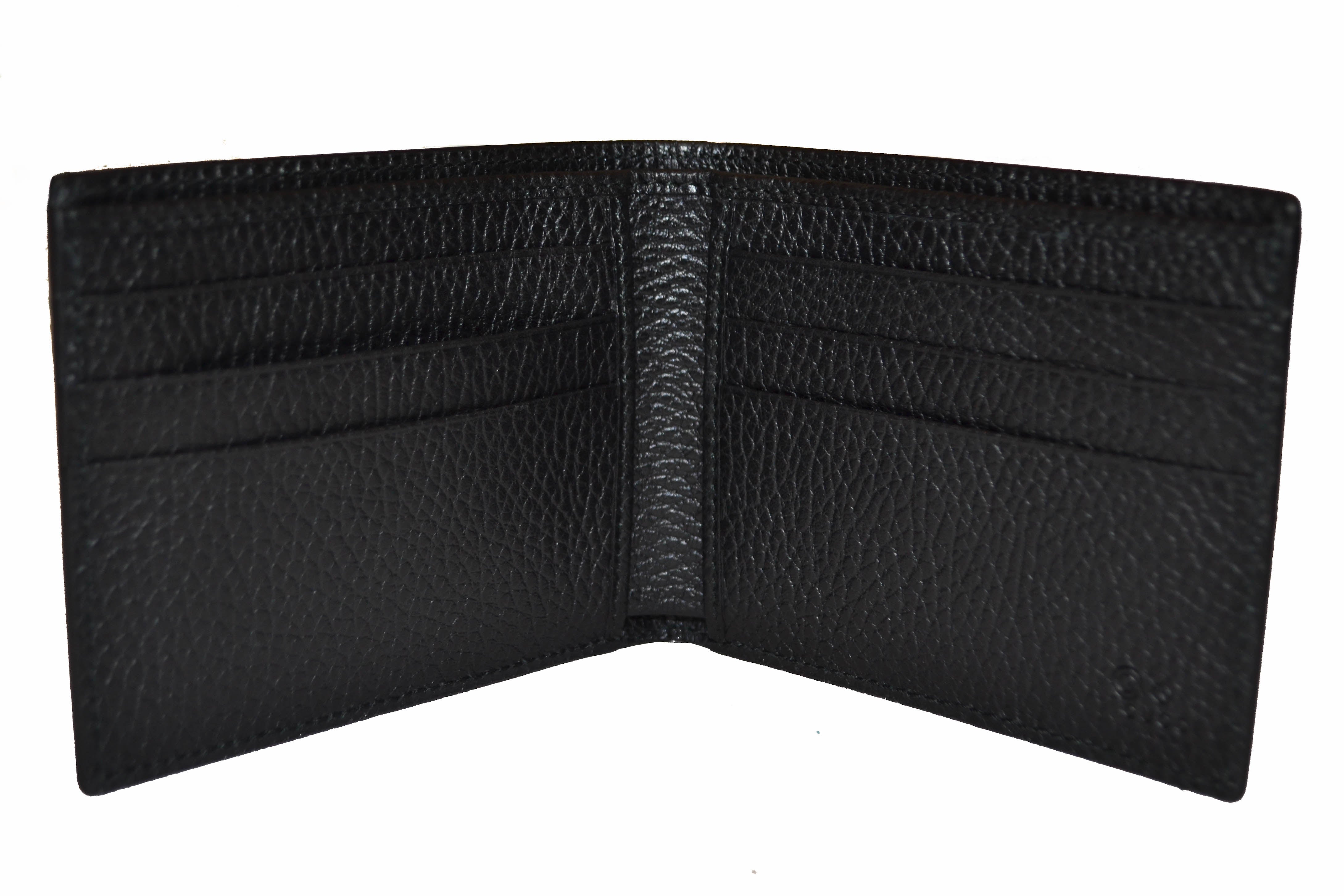 Authentic Gucci Black Men's Leather Bi-Fold Wallet - Luxury Slim RFID Blocking Billfold for Everyday Use & Gifts