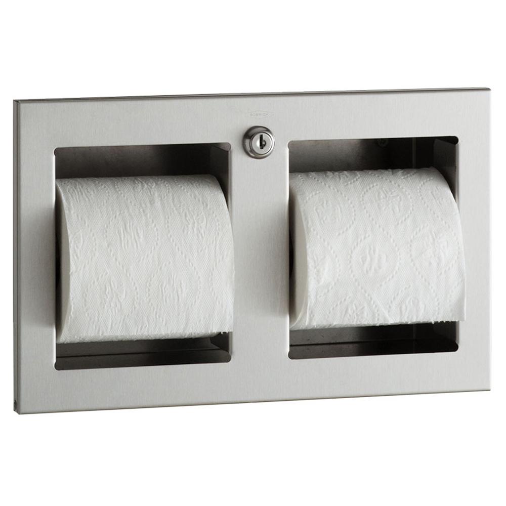 Bobrick B35883 TrimLine Series Recessed Toilet Paper Dispenser - Multi-Roll, Satin Finish for Commercial & Public Restrooms
