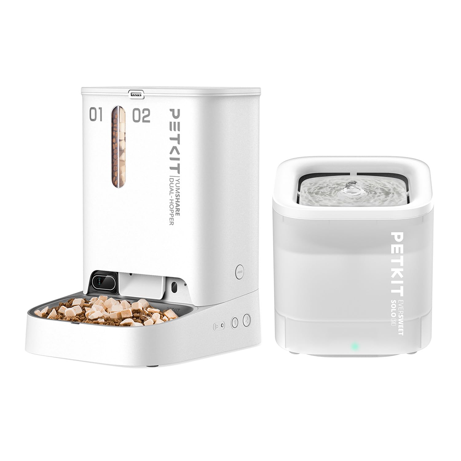 PETKIT YumShare Dual Hopper Automatic Pet Feeder for Cats and Dogs - Smart WiFi Pet Feeder with 1080P Camera, Night Vision & 2-Way Audio, 1.85L Water Fountain - Perfect for Home, Office & Travel Use