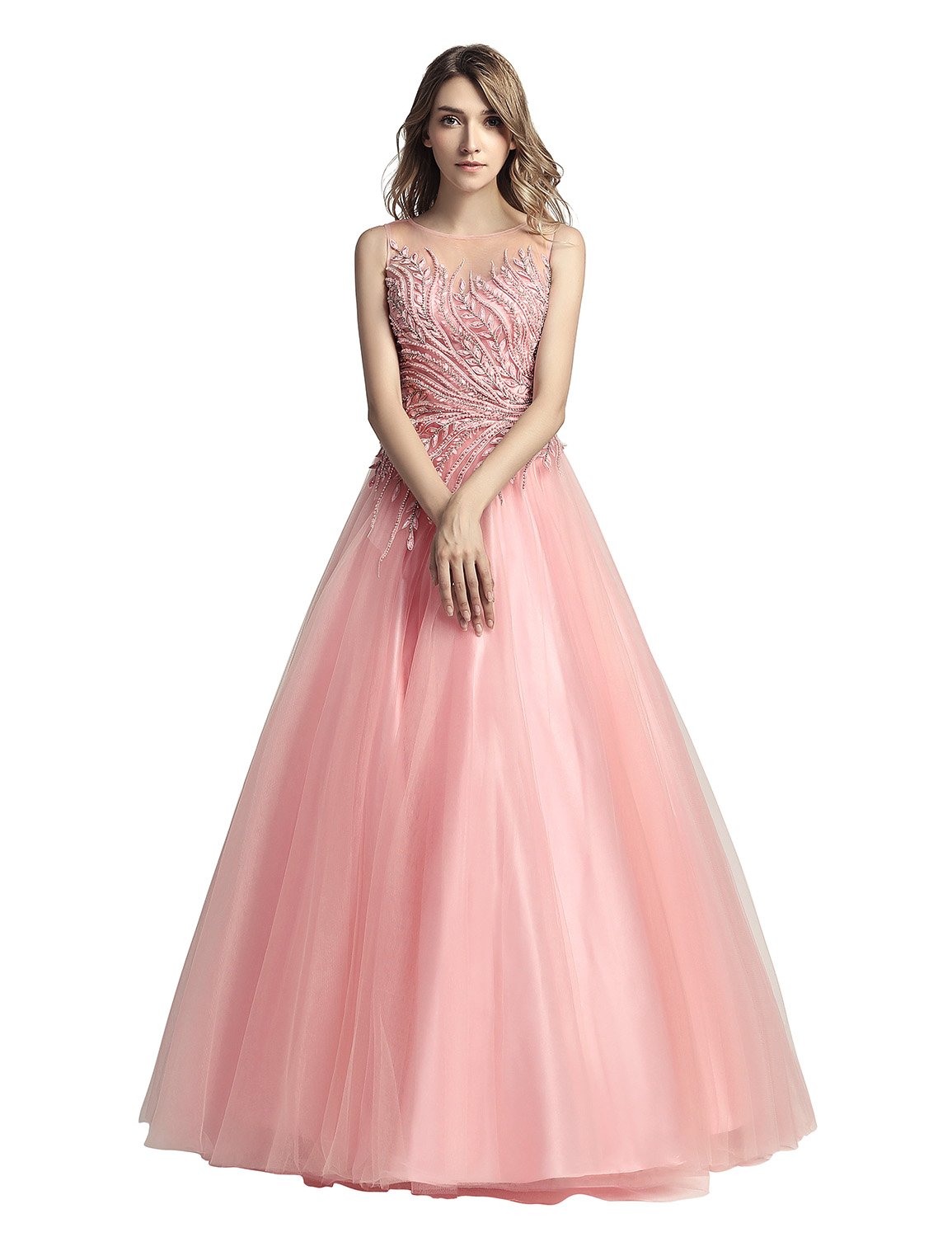Sarahbridal Women's Elegant Beaded Long Prom Evening Dresses 2022 - Pearl Embellished Wedding Party Ball Gowns for Homecoming, Quinceañera & Formal Events