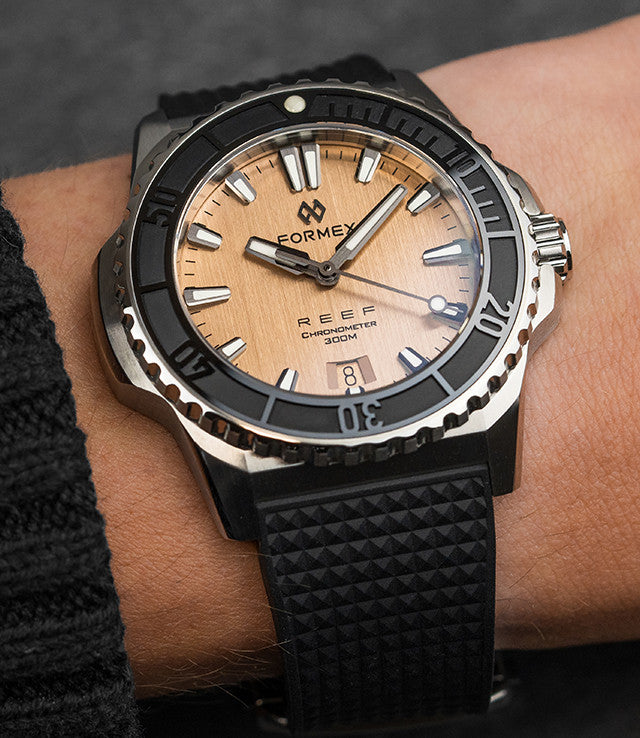 Formex REEF 39.5mm Automatic Chronometer Watch - 300m Waterproof Diver's Watch with Radiant Bronze Case & Rubber Strap | Perfect for Scuba Diving, Water Sports & Luxury Everyday Wear