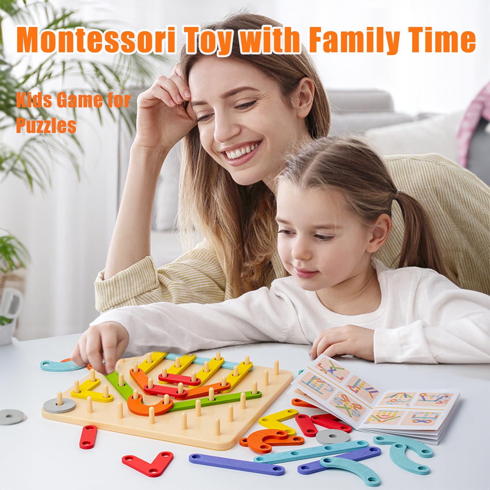 Montessori Wooden Alphabet & Number Puzzle Blocks - 35 Pcs STEM Learning Toys for Toddlers Ages 2-5 | Fine Motor Skills Development | Educational Pegboard Letters for Preschool Classroom & Home Learning | Perfect Gift for Boys & Girls