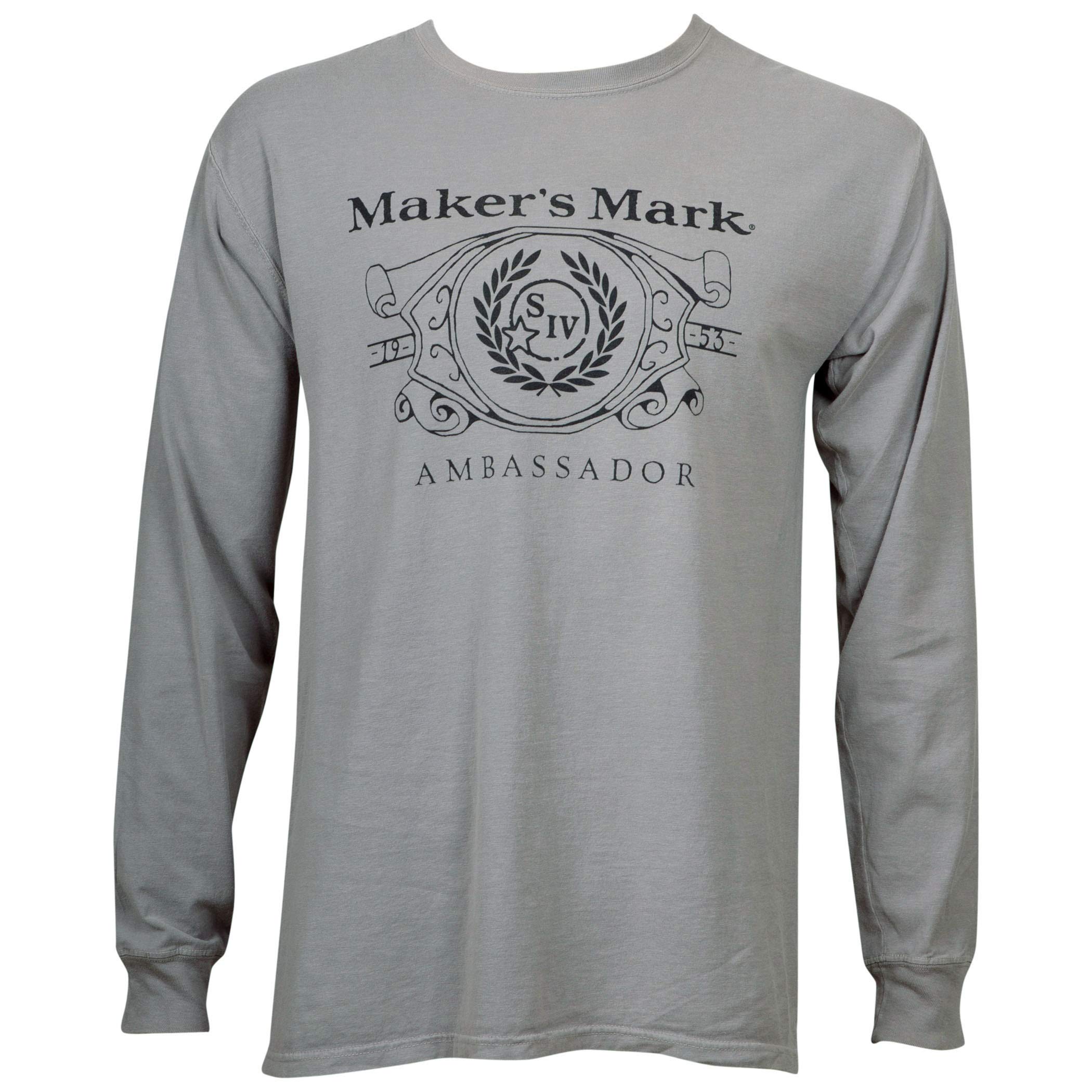 Maker's Mark Eco-Friendly Grey Long Sleeve Shirt for Men - Sustainable Cotton Casual Wear for Work, Travel & Outdoor Activities