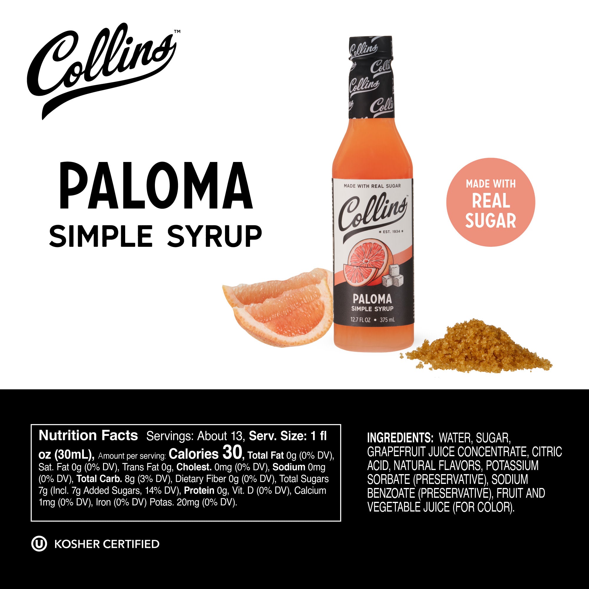 Paloma Simple Syrup - 12.7 oz Premium Cocktail Mixer for Margaritas, Palomas & Tequila Drinks - Perfect for Home Bars, Parties & Mexican-Themed Events