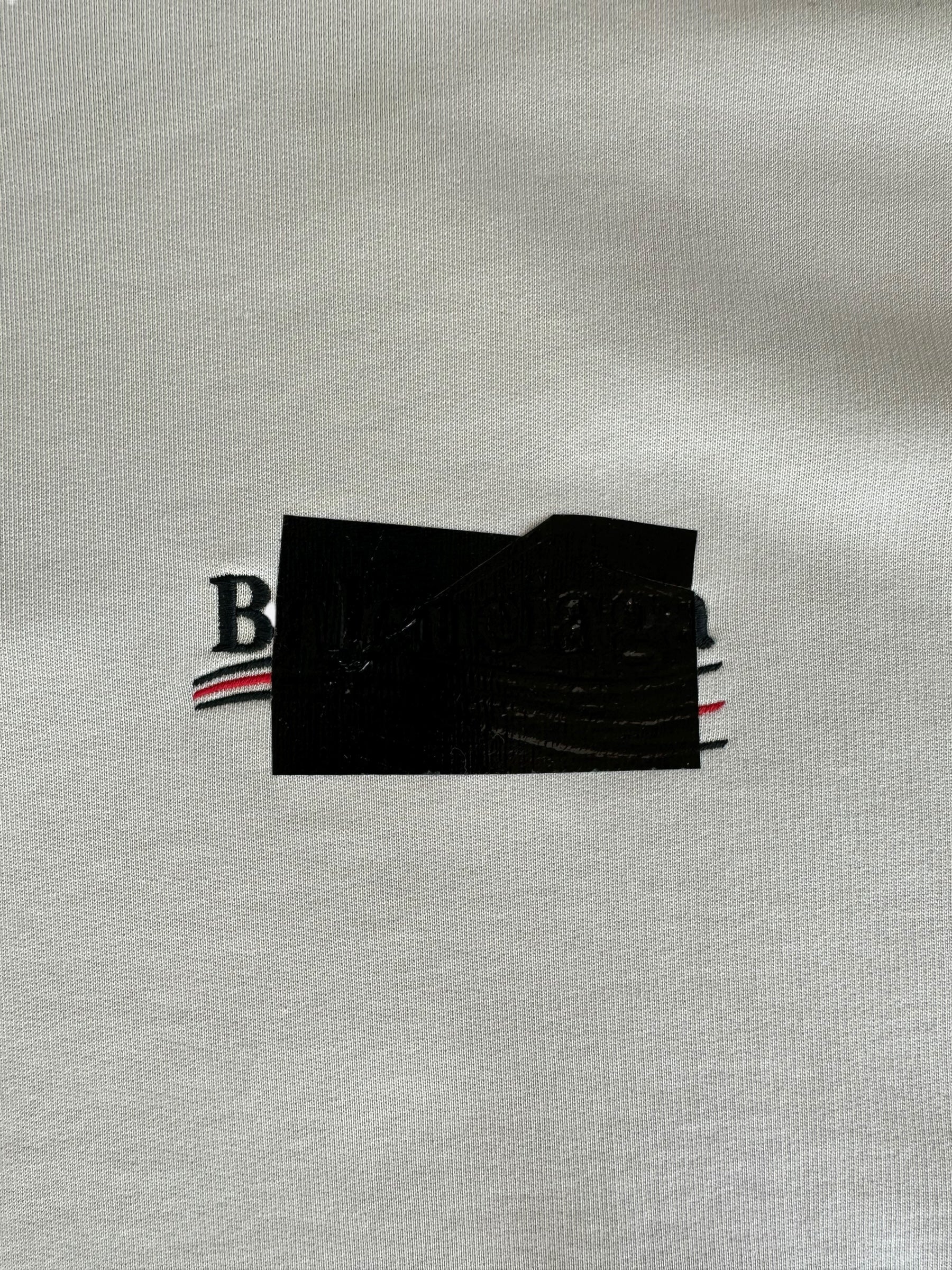Balenciaga Grey Gaffer Tape Logo Hoodie Sweatshirt - Streetwear Fashion for Men & Women | Perfect for Urban Outfits and Luxury Street Style