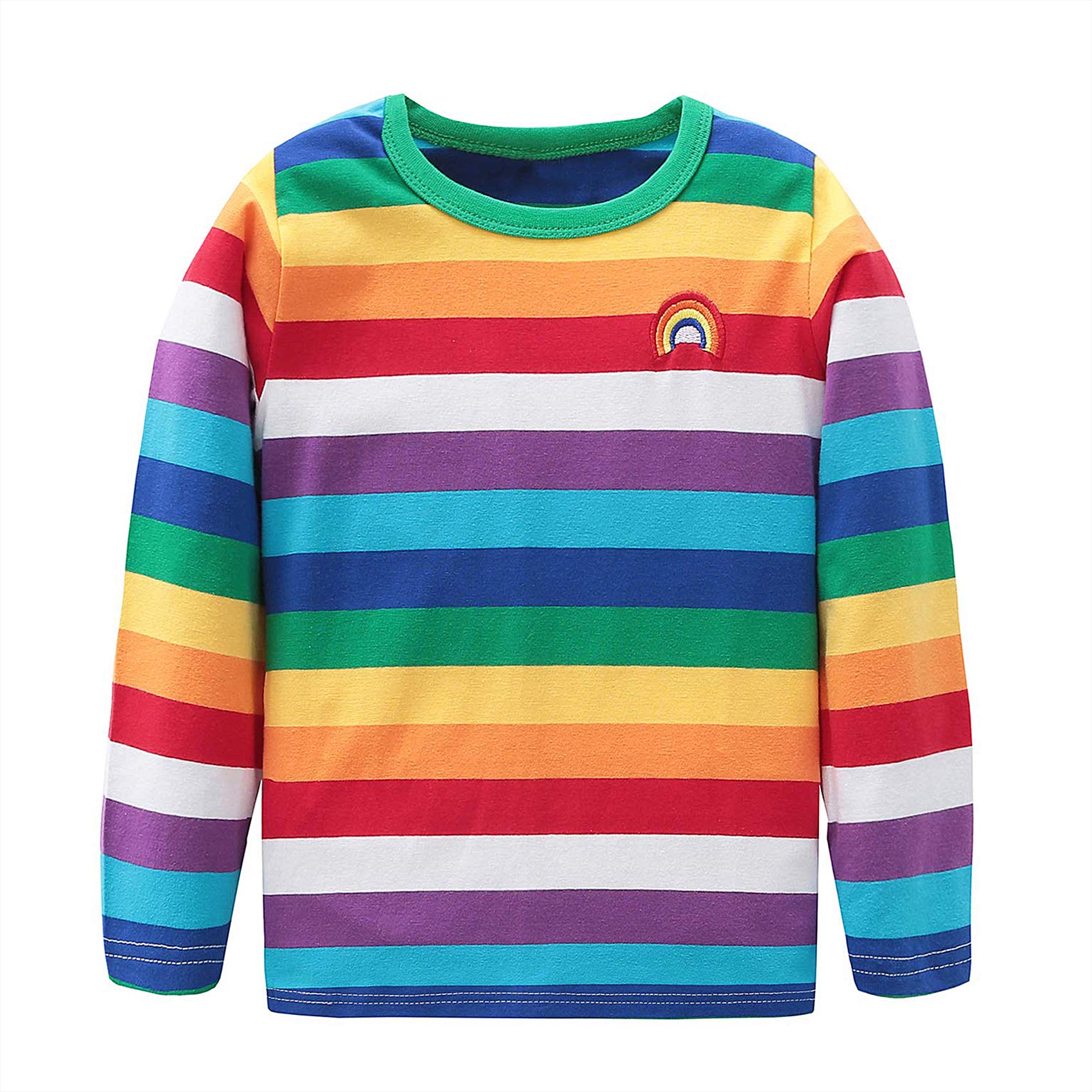 Boys Cotton Long Sleeve T-Shirts | Rainbow Striped Casual Shirt for Kids | Perfect for School, Playdates & Everyday Wear