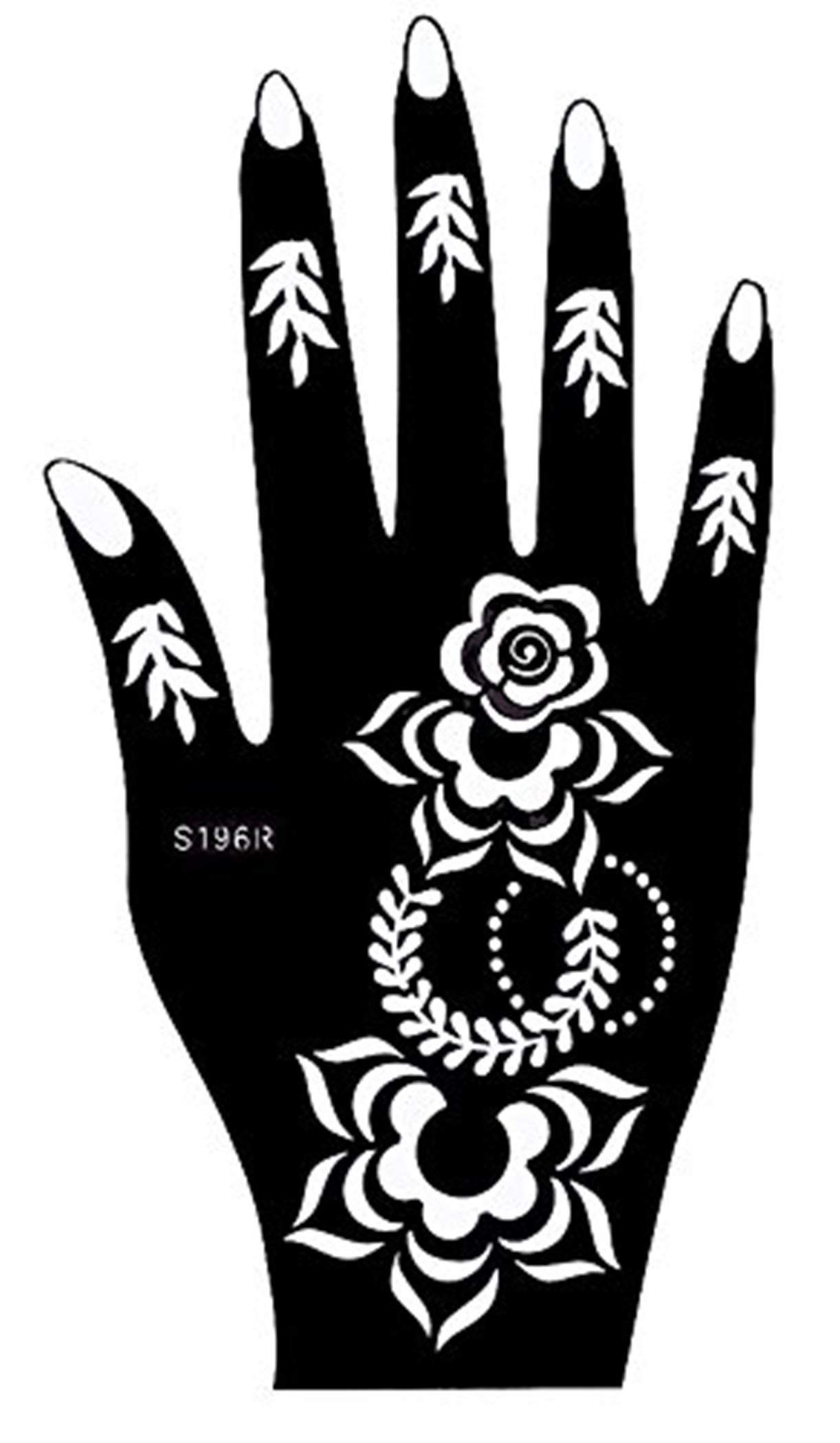 Ivana's Henna Stencils for Hand, Body, Finger & Face - Reusable Mehndi Tattoo Stickers for Women, Girls & Kids (Pack of 2) NIV-325 | Perfect for Weddings, Festivals & DIY Body Art