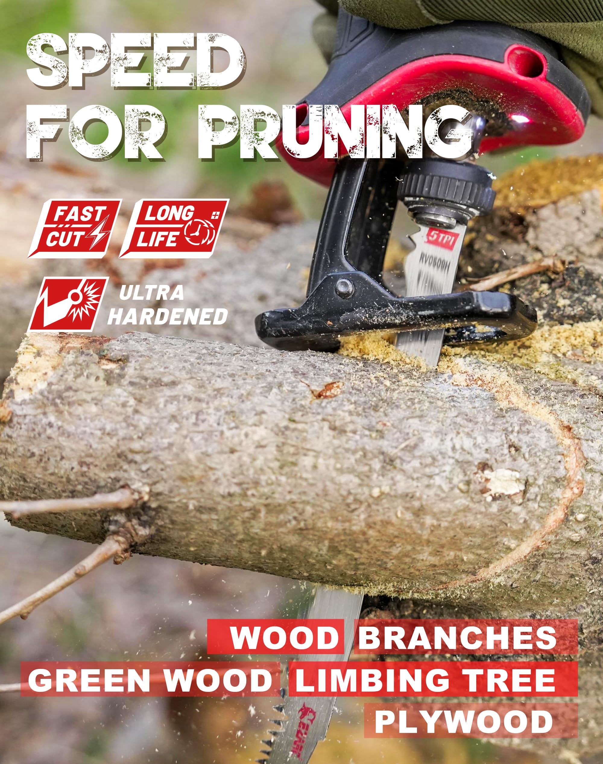 EZARC 9 Inch Wood Pruning Reciprocating Saw Blades - 10 Pack with Fleam Ground Teeth for Tree Trimming, Wet Wood Cutting, and DIY Projects | Perfect for Landscaping, Gardening, and Professional Arborist Work