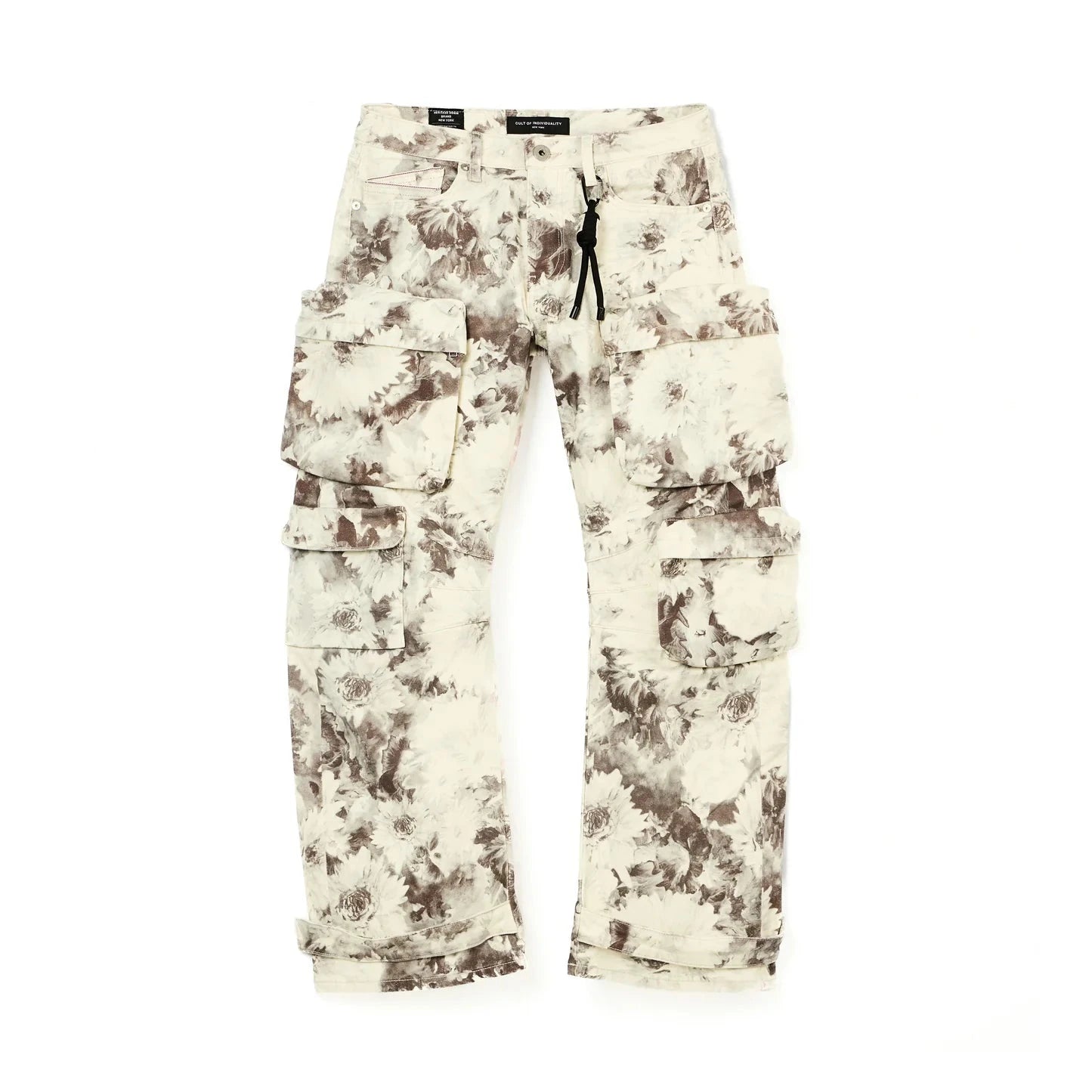 CULT OF INDIVIDUALITY Baggy Cargo 610 Jeans - Floral Print Streetwear Pants for Men & Women | Hip Hop Fashion, Urban Style, Casual Wear