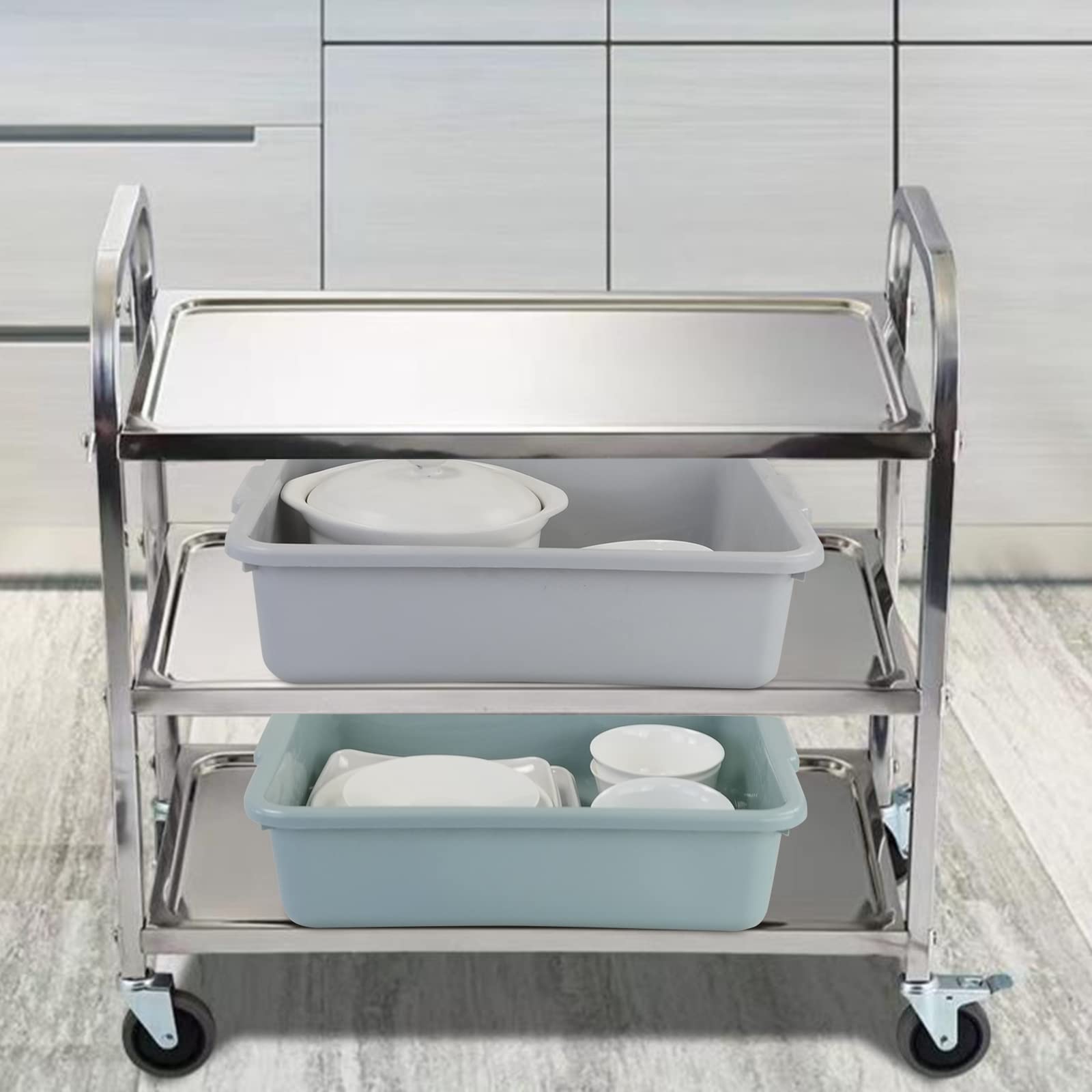 14L Commercial Bus Tub - Heavy Duty Plastic Wash Tub Dishpan (4 Pack) - Ideal for Restaurants, Catering & Commercial Dishwashing