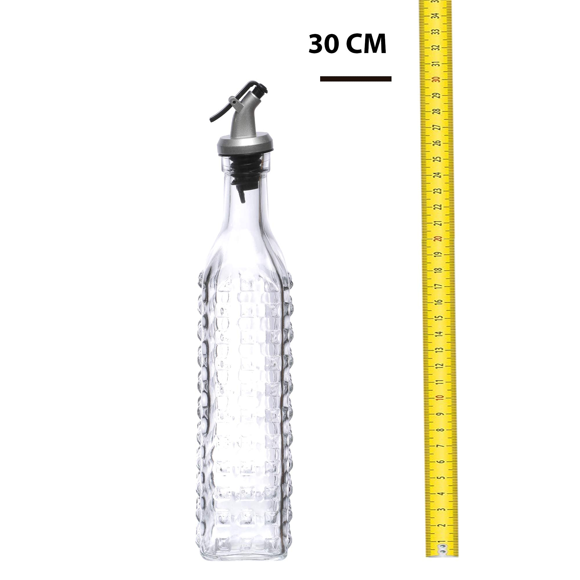 Premium Glass Oil Dispenser with Drip-Free Spout - 500ml Clear Olive Oil Bottle for Kitchen, Salad Dressing & Cooking - Elegant Transparent Design for Countertop & Dining Table