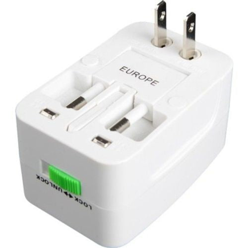 Universal All-in-One AC Power Adapter with Interchangeable Plugs (US/UK/EU/AU) - Perfect for Travel, Business Trips & International Devices Charging