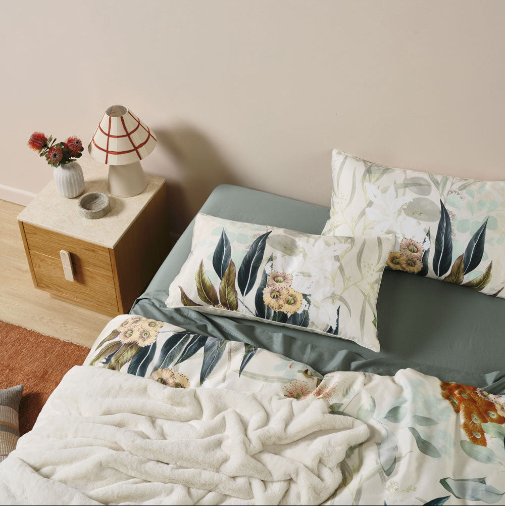 Premium Eucalyptus Garden Quilt Cover Set - 100% Cotton Bedding Set with Floral Design - King/Queen Size - Breathable & Soft for All Seasons - Perfect for Master Bedroom, Guest Room & Vacation Homes