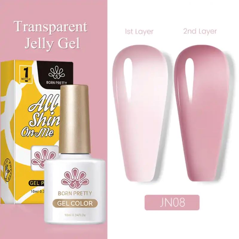 Born Pretty Jelly Nude Gel Polish - Long Lasting Soak Off UV LED Nail Polish for Salon & Home Manicure - Perfect for Weddings, Parties & Everyday Wear