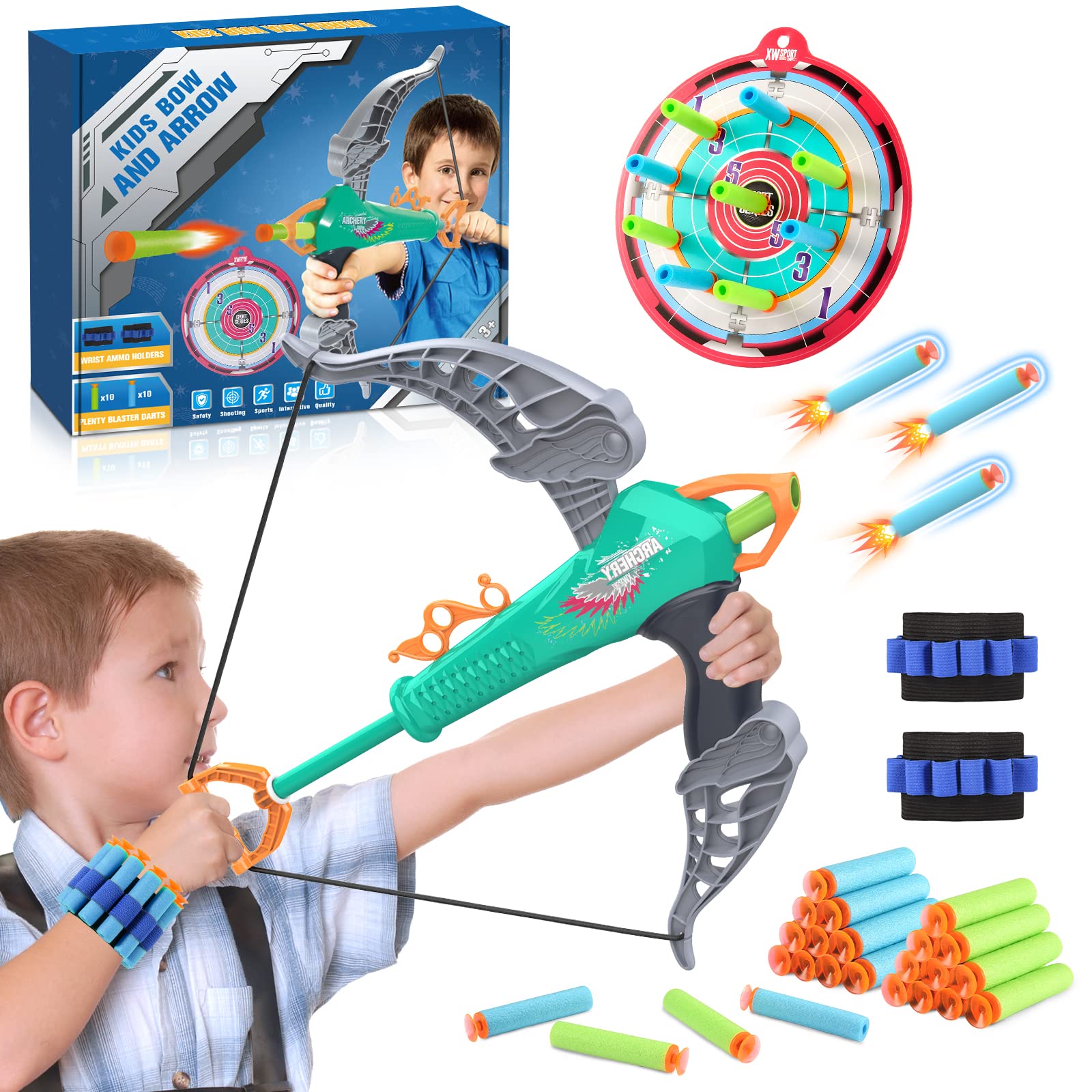 Hiwezezc Kids Bow and Arrow Set - Outdoor Games & Sports Toys for Children | Perfect Birthday Gifts, Backyard Play, and Camping Activities