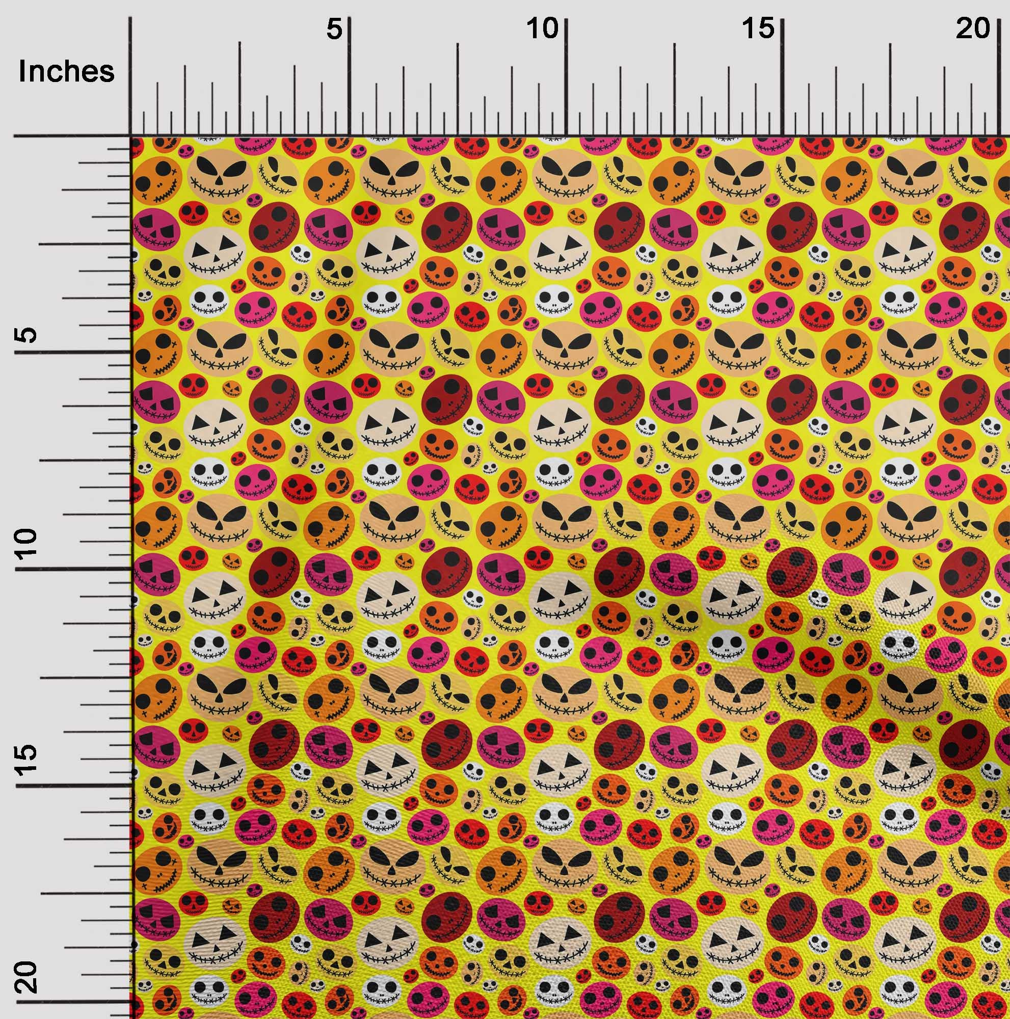 oneOone Rayon Yellow Halloween Fabric by The Yard - 56 Inch Wide Printed DIY Sewing Material for Costumes, Dresses & Home Decor