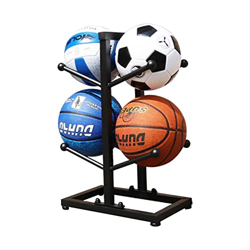 2-Layer Basketball Organizer - Sports Storage Rack for Volleyball, Football - Perfect for Gym & Home Use