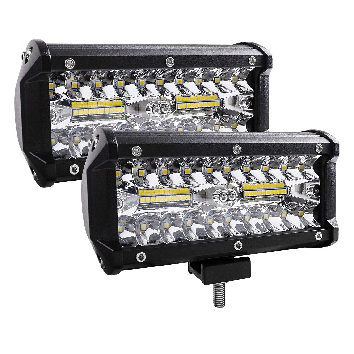 Zmoon 7Inch 2PCS 240W 24000LM LED Light Bar - Spot & Flood Combo Beam Off-Road Fog Driving Lights - Waterproof Die-Cast Aluminum Alloy for Jeep, Truck, ATV, UTV, Boat - Perfect for Night Off-Roading, Camping & Emergency Lighting