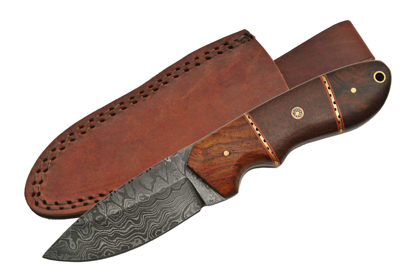 Premium Damascus Steel Hunting Knife with Rosewood/Micarta Handle - Outdoor Survival, Camping & Bushcraft Essential | SZCO Supplies