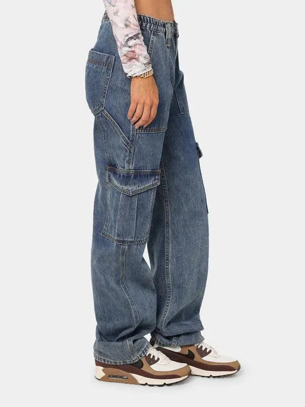 Women's High Waisted Wide Leg Cargo Jeans - Stretch Denim Pants for Casual & Streetwear Fashion | Perfect for Everyday Wear, Travel & Outdoor Activities