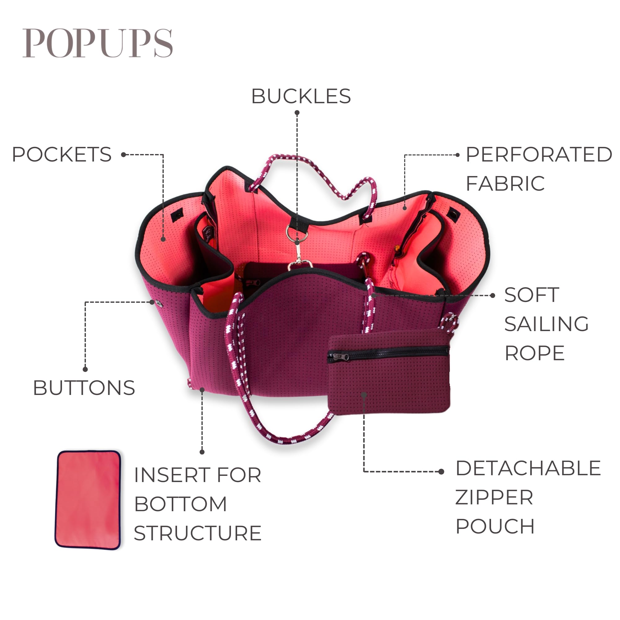 Stylish Large Neoprene Tote Bag for Women - Water-Resistant Designer Handbag with Multiple Pockets & Zipper Pouch | Perfect for Work Commute, Beach Trips, Gym & Travel Essentials