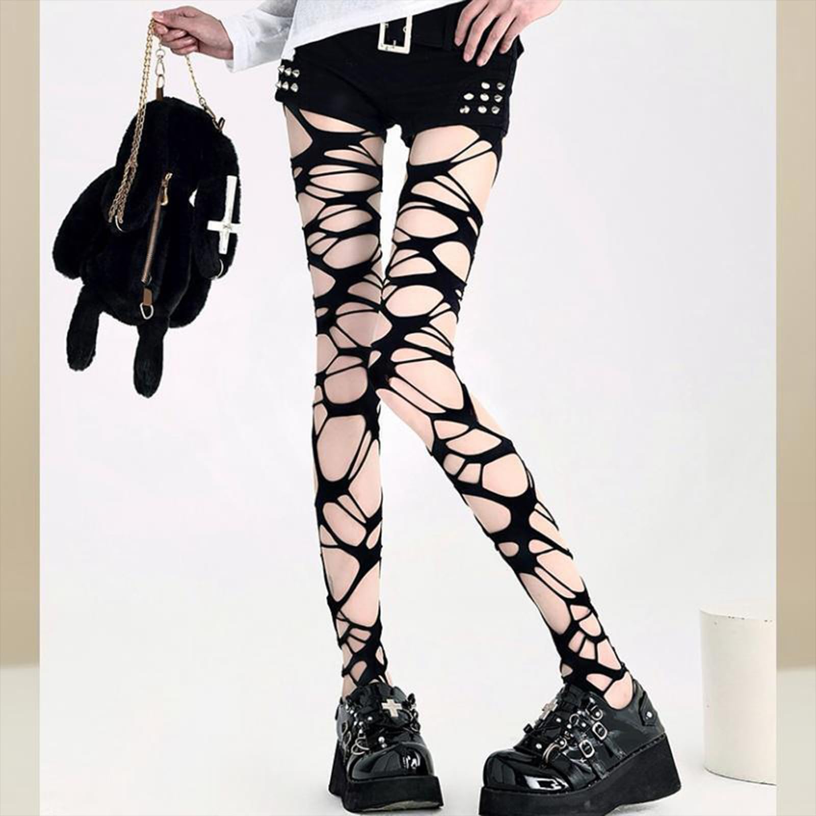Gothic Ripped Stockings for Women - Halloween Y2K Ragged Pantyhose Hosiery, Punk Cosplay Stockings for Girls, Black - Perfect for Halloween Parties, Masquerade Balls & Punk Fashion Outfits