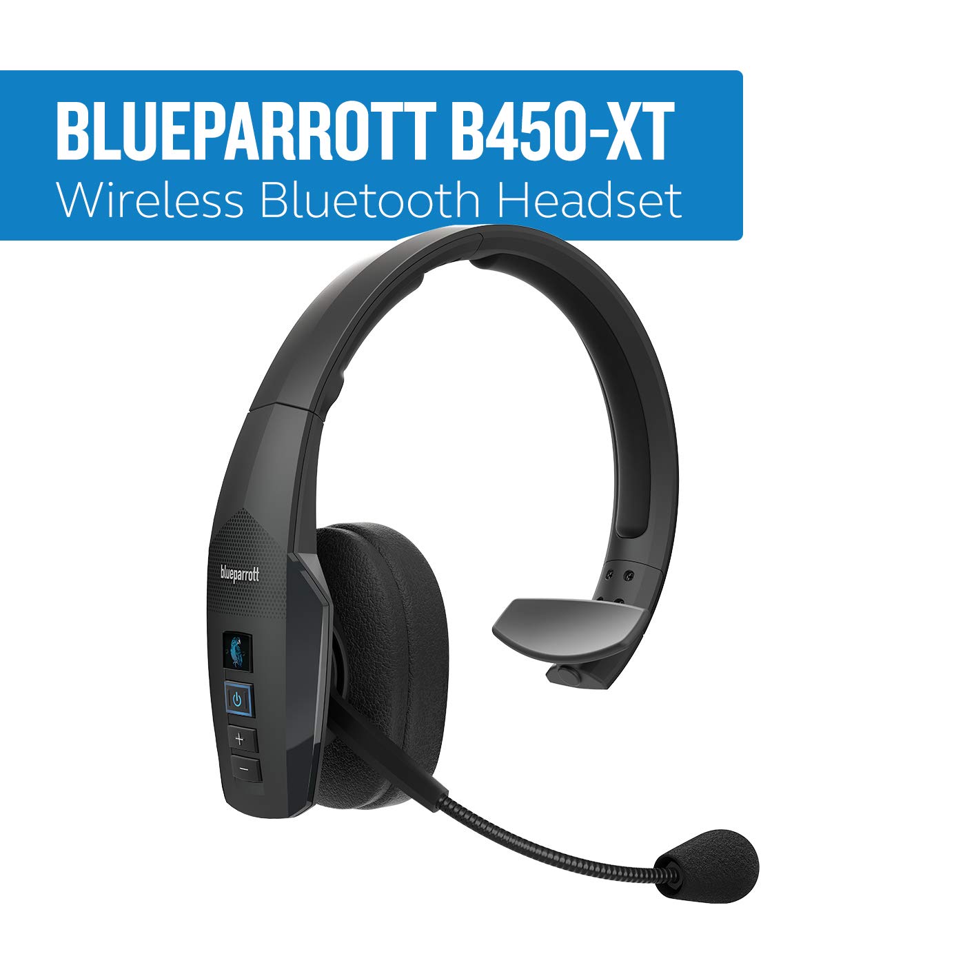 BlueParrott B450-XT Noise Cancelling Bluetooth Headset - Premium Wireless Headphones with 24-Hour Battery Life, Long Range & Comfortable Design for Truck Drivers, Call Centers & Remote Work