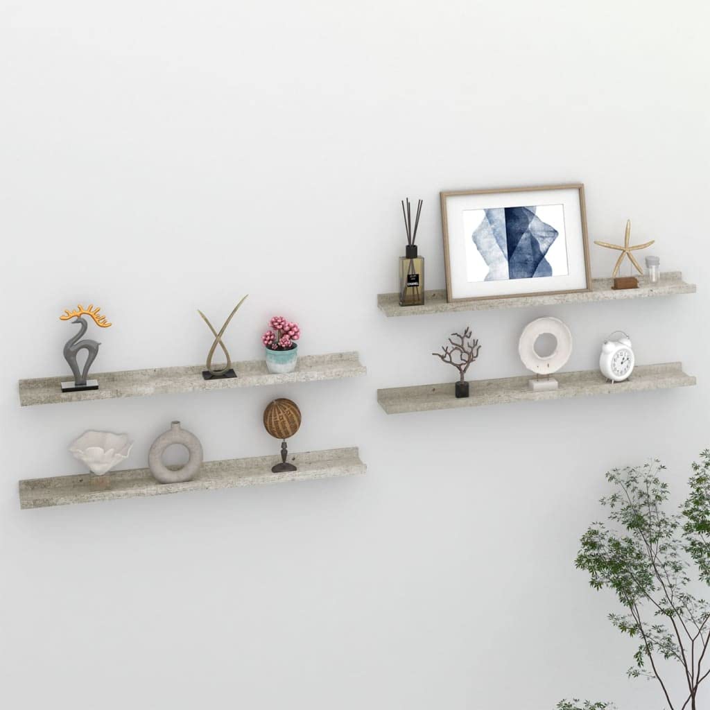 4-Pack Floating Wall Shelves Set - Concrete Gray 31.5