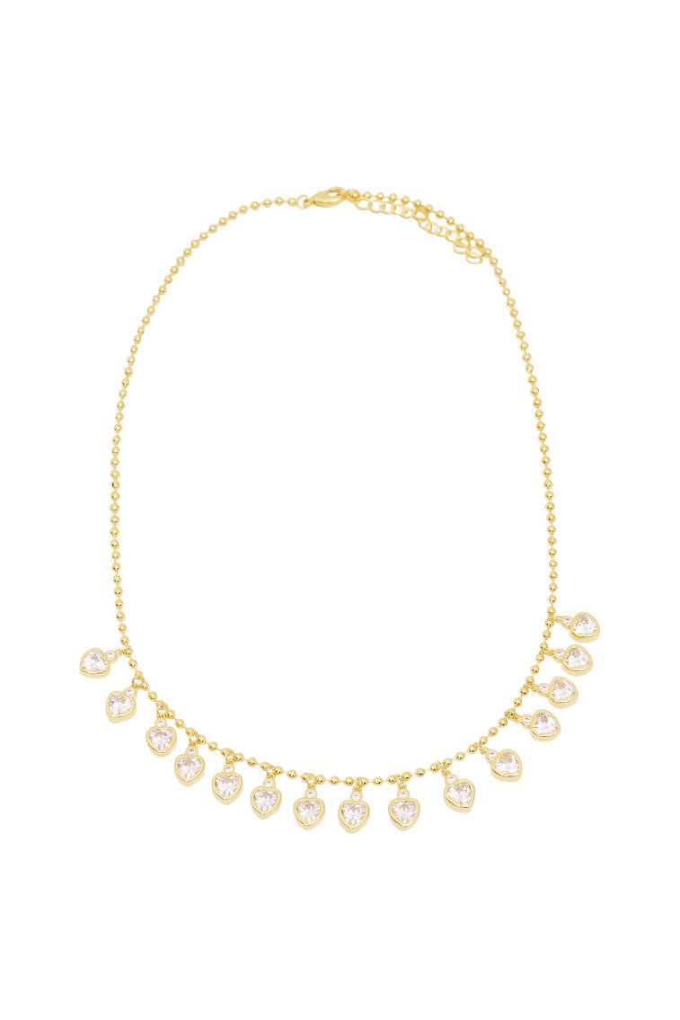 Erin Wachs 14K Gold Heart Tennis Necklace for Women - Elegant Layered Necklace for Valentine's Day, Anniversary & Special Occasions