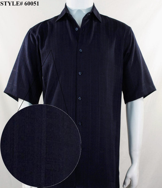 Bassiri Men's Short Sleeve Casual Shirt - Breathable Cotton Button Down Shirt for Summer, Office, and Outdoor Activities | Style 60051