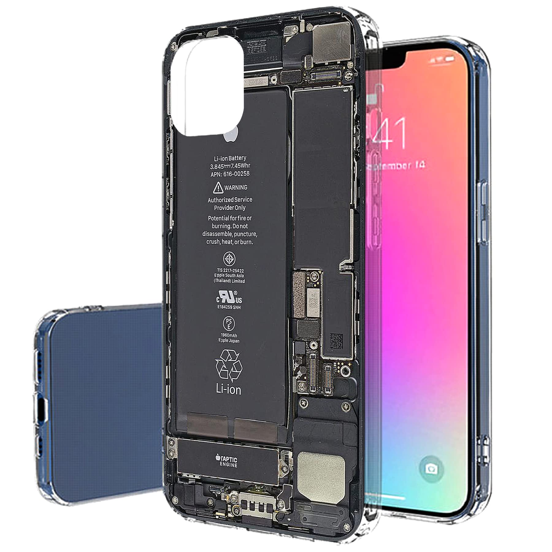 Slim Thin Gel TPU Case for Apple iPhone 13 Pro Max - Lightweight Flexible Soft Anti-Scratch Phone Cover with Battery Print | Perfect for Everyday Protection & Style | Made in USA
