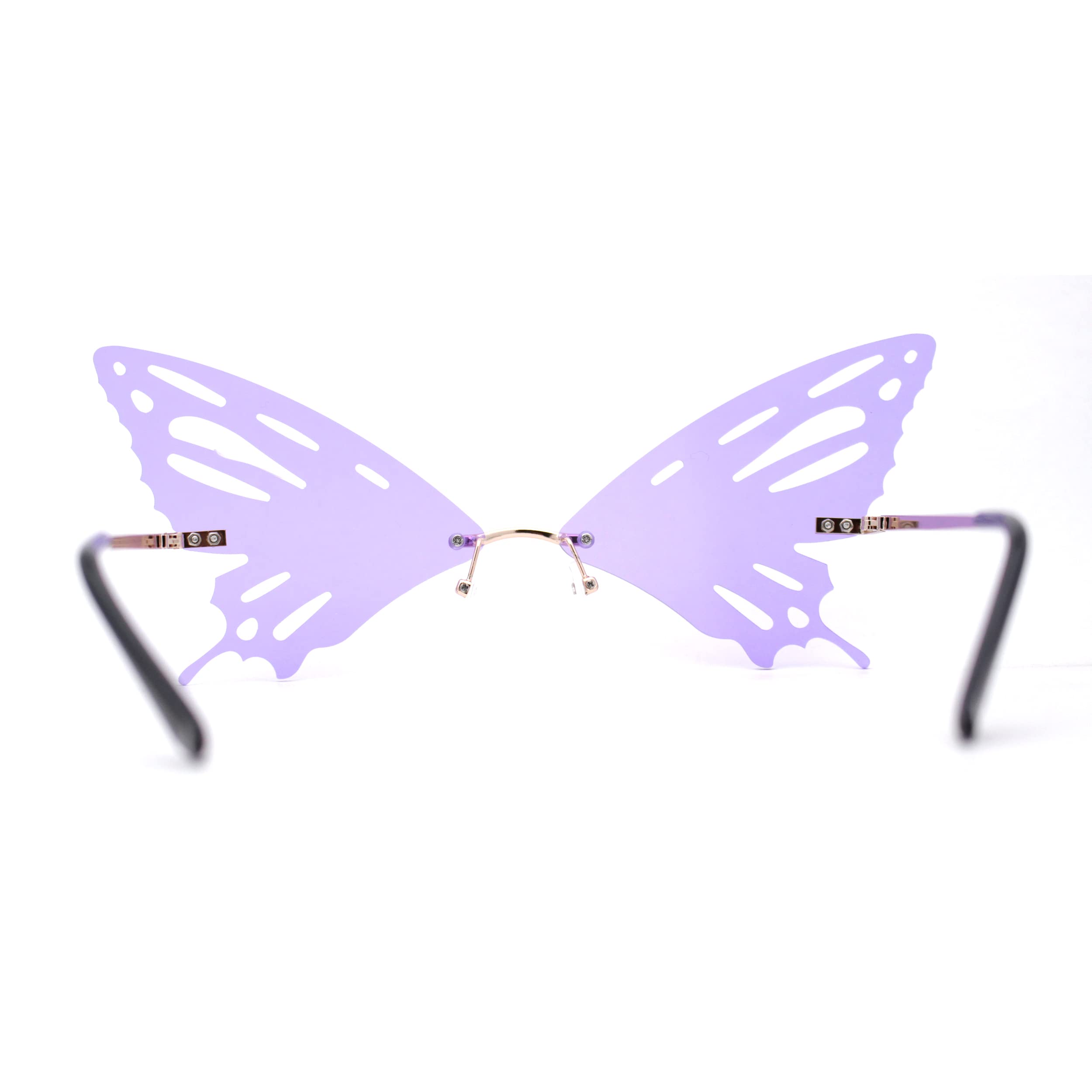 Butterfly Wing Rimless Sunglasses for Women - Unique Party Shades for Summer, Beach, and Festival Outfits - Trendy UV Protection Eyewear