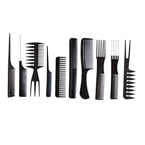 YENKY 10-Piece Professional Hair Styling Comb Set - Barber & Salon Quality Black Combs for Cutting, Styling & Detangling - Perfect for Hairstylists, Barbers & Home Use