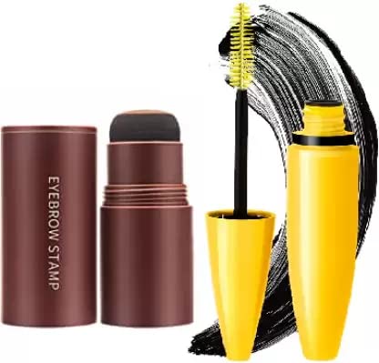 Long Lasting Waterproof Mascara & Eyebrow Stamp Kit - Volumizing, Smudge-Proof, Easy Application for Perfect Brows & Lashes - Ideal for Daily Makeup, Special Occasions, and Professional Looks