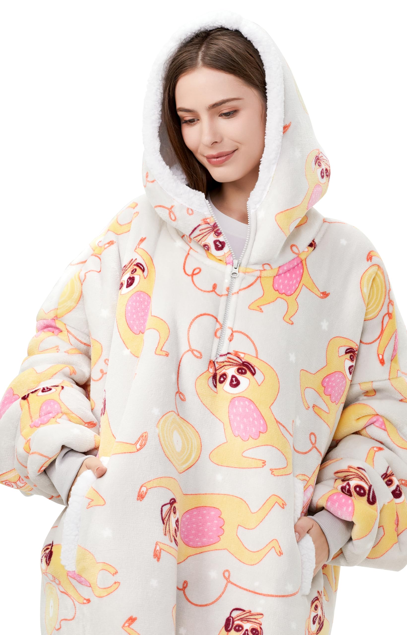Sunolga Women's Wearable Blanket Hoodie - Oversized Soft Fleece Sweatshirt with Hood & Kangaroo Pocket | Cozy Loungewear for Home, Camping & Outdoor Activities
