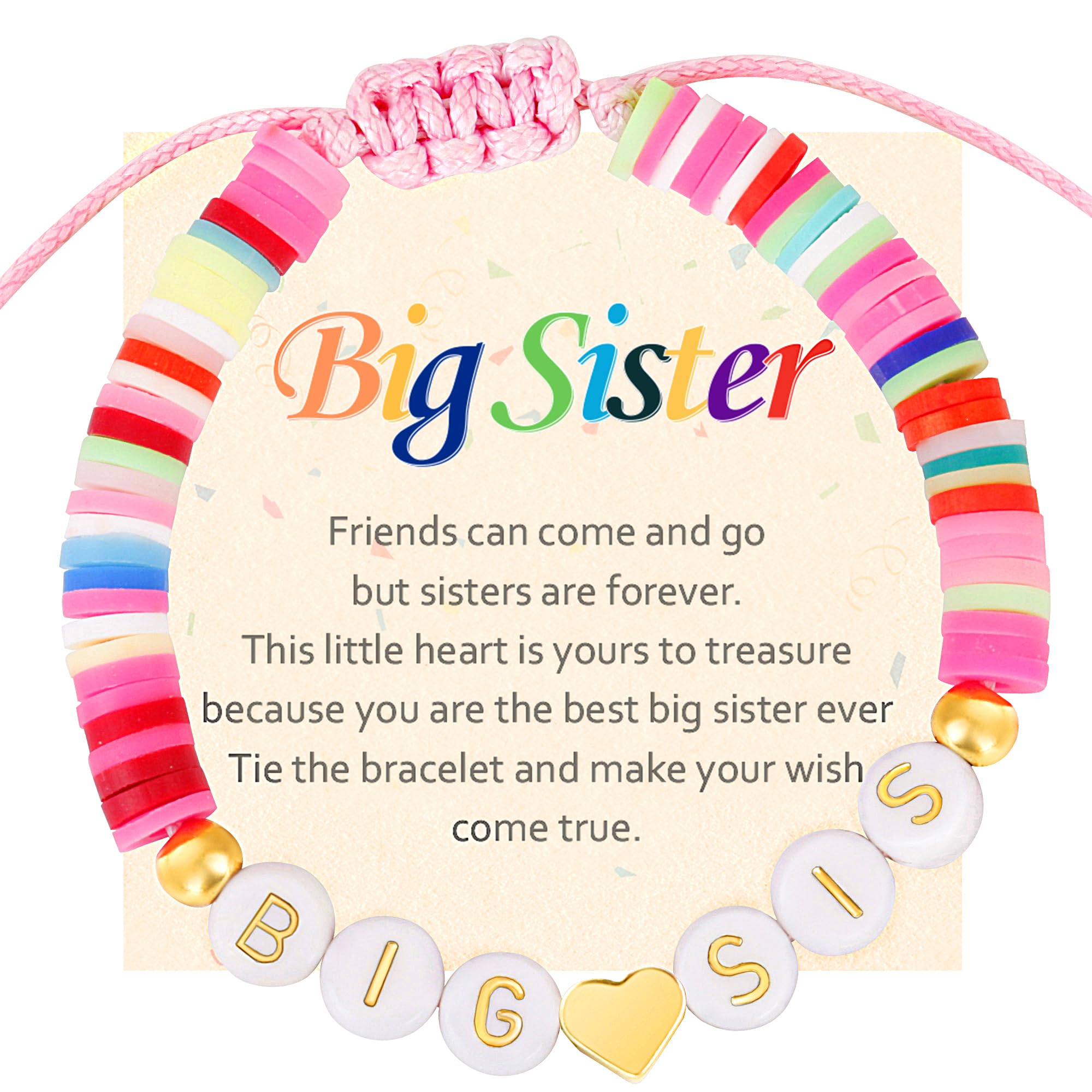 Big Sister Bracelet for Toddler, Daughter & Niece - Matching Sister Jewelry Gift Set for Girls & Teens - Perfect for Birth Announcements, Birthdays & Special Occasions