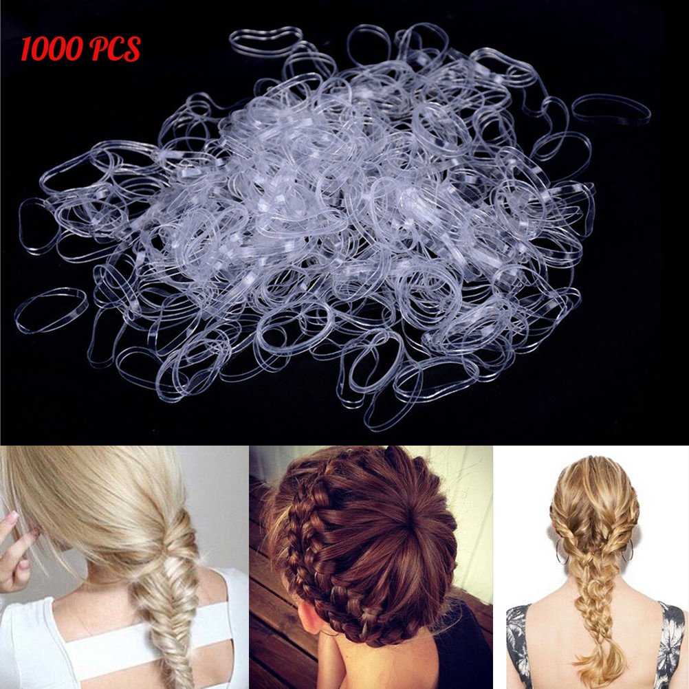 1000 Pieces Clear Hair Elastic Bands - Disposable Hair Ties for Women & Girls | Soft No-Slip Hair Rubber Bands for Ponytails, Braids & Everyday Hairstyles