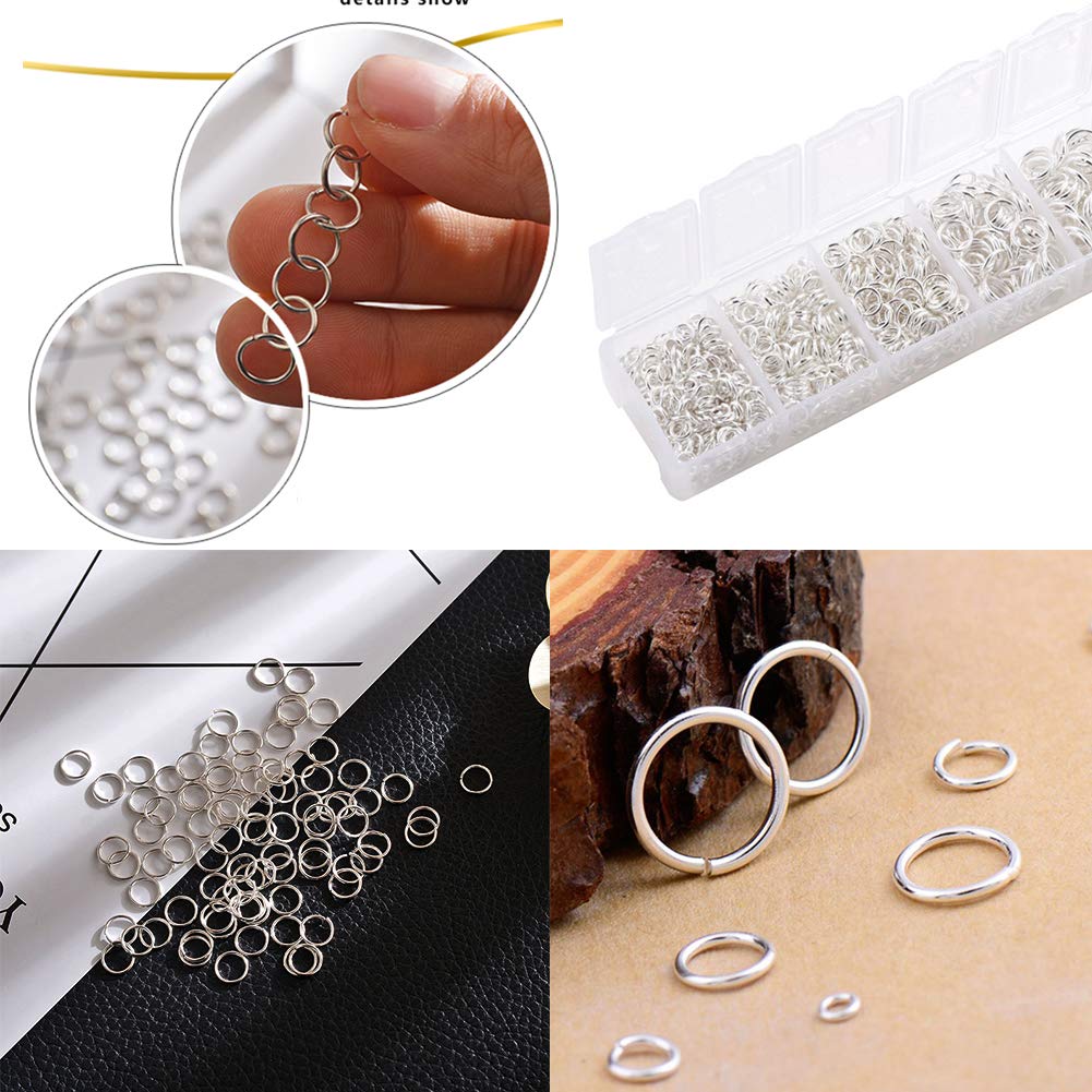 1504pcs Jewelry Making Kit with Open Jump Rings, Lobster Clasps & Tools - Bright Silver Jump Ring Set for Necklace Repair, DIY Jewelry Crafting - Perfect for Home Jewelry Making & Professional Repair Work