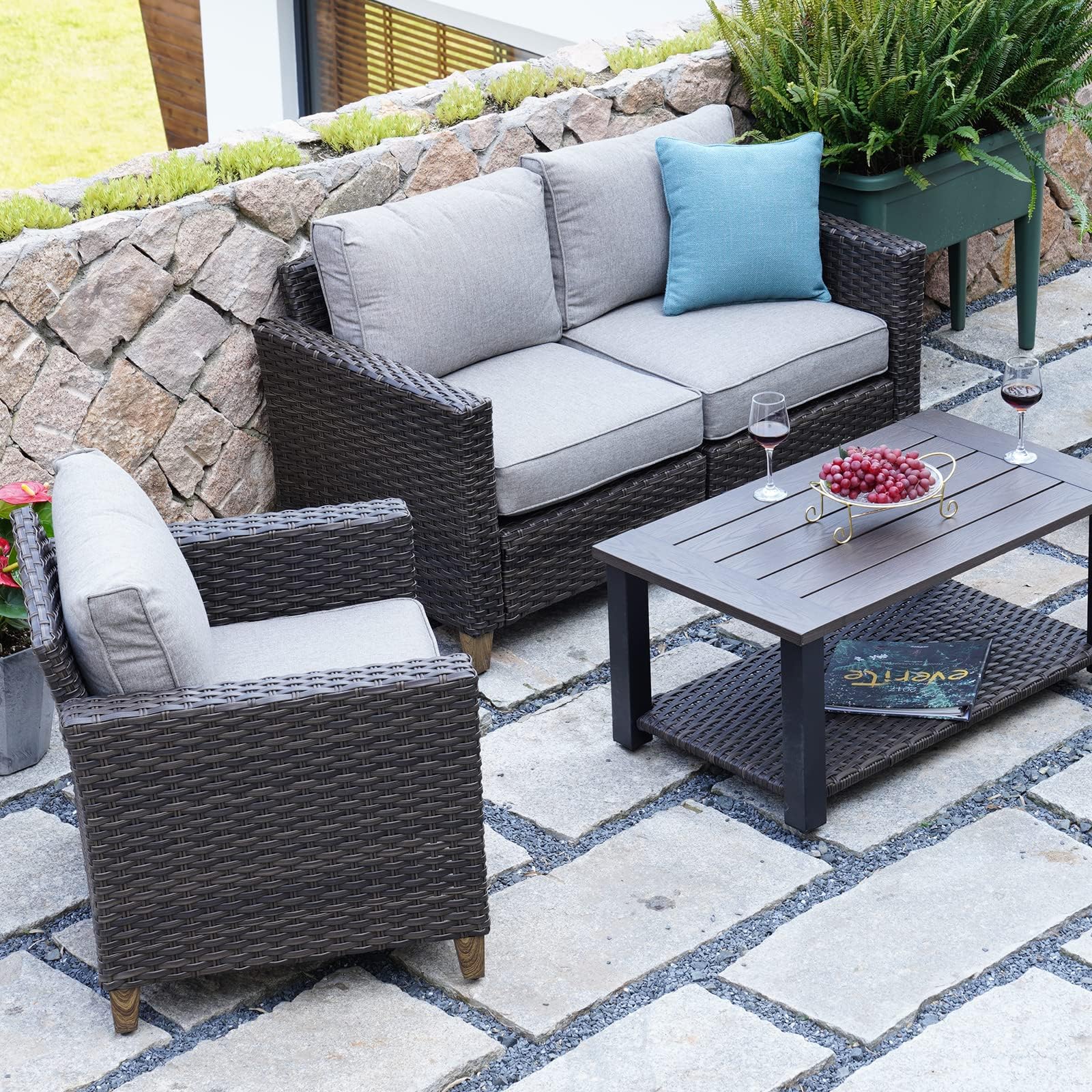Outdoor Wicker Sectional Sofa Set with Thick Cushions - Modular Patio Furniture for Deck, Porch, Poolside & Garden - Right Arm Sofa - Perfect for Relaxing, Entertaining & Outdoor Lounging