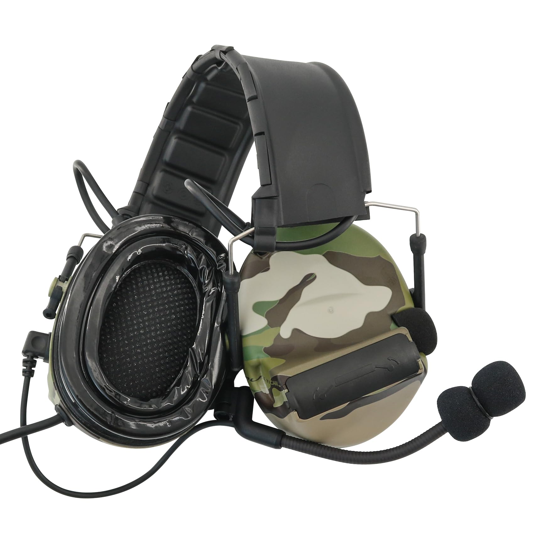 Tactical Headset with U94 PTT & Detachable Headband - Compatible with ARC, Mlok, Team Wendy Rail - Military & Airsoft Headphones (Multicam) - Perfect for Combat Training, Shooting Sports & Tactical Operations